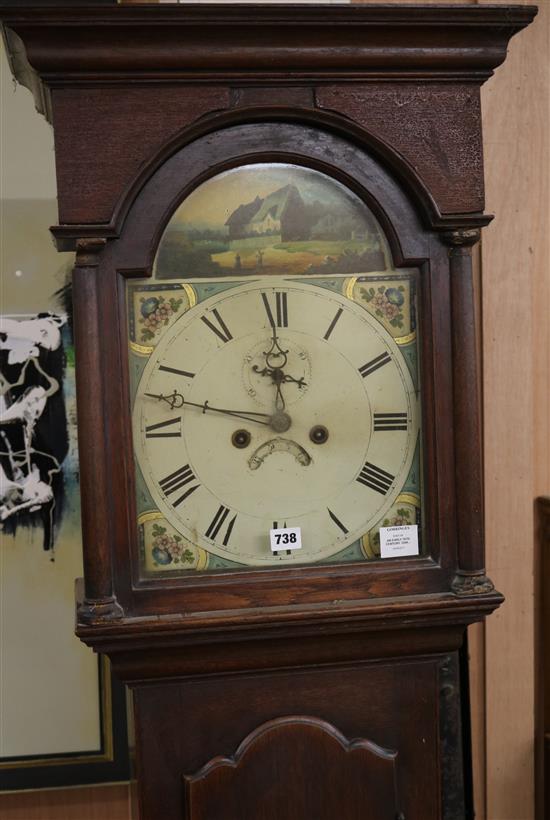 An early 19th century oak longcase clock, H.203cm